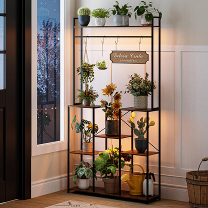 aboxoo Plant Stand Indoor with Grow Light ,71" Tall Metal Plant Shelf Indoor,Large Plant Rack with Grow Lights,Heavy-Duty Rectangle Display Shelves for Living Room, Patio, Corner