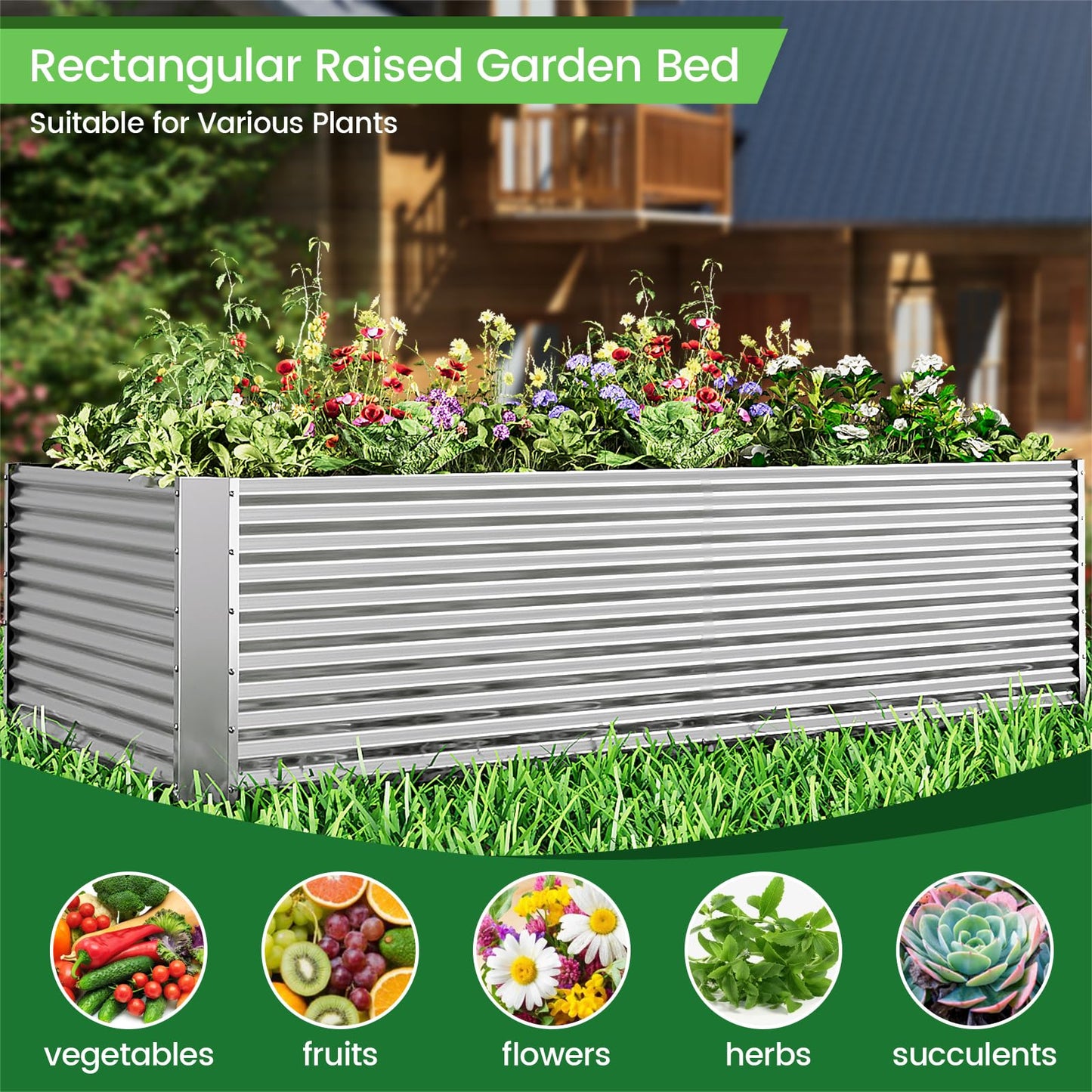 FRIZIONE 3PCS Tall Galvanized Raised Garden Bed Outdoor,Steel Garden Bed for Vegetables,Above Ground Garden Box for Flower,Metal Raised Beds for Gardening - 4x2ft