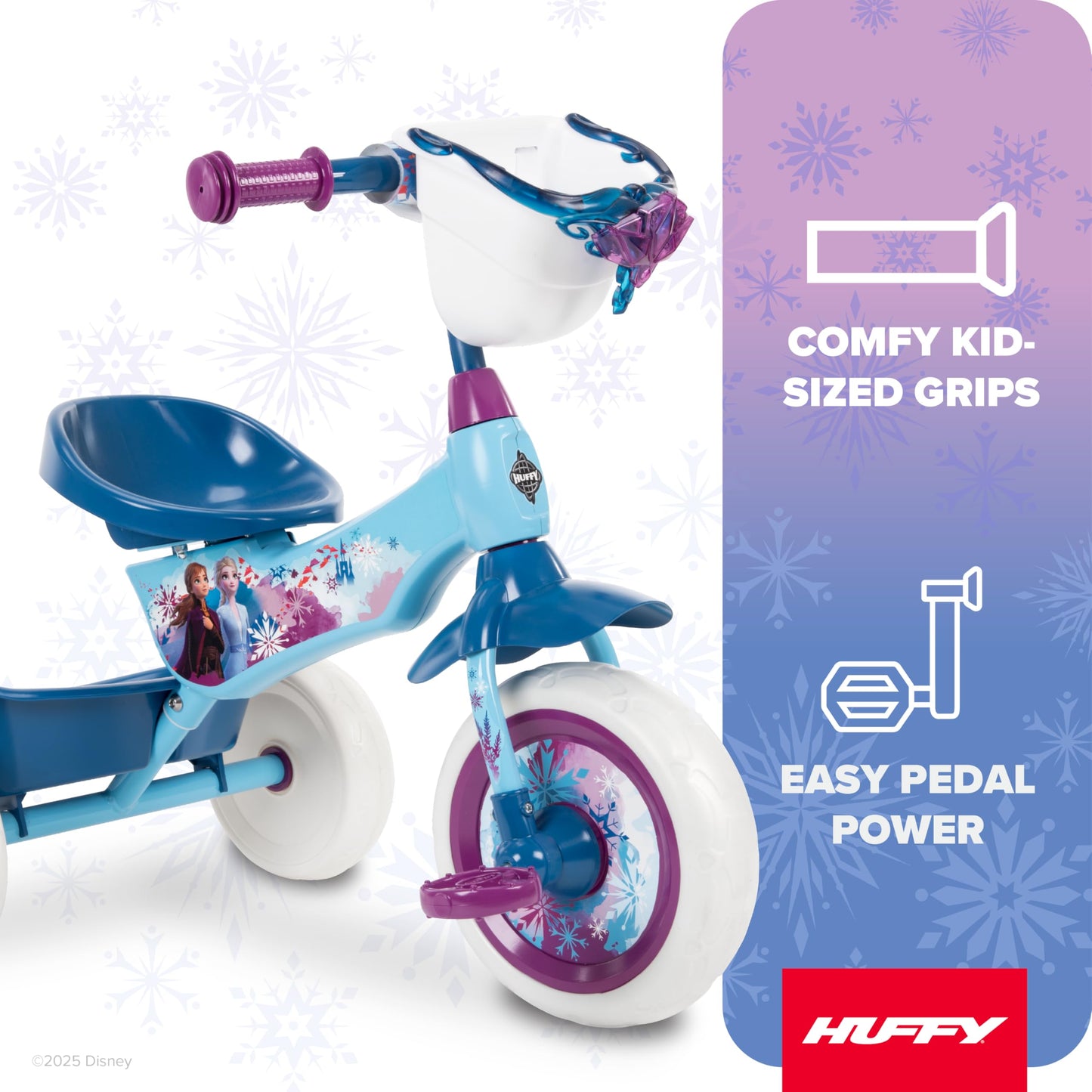 Huffy Disney Frozen 2 Girl's Trike, Ideal for Ages 3+, Anna, Elsa, and Olaf, Storage Bins for Snacks or Toys, Sturdy and Durable, Safe for Toddlers