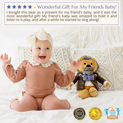 Brahms Virtuoso Bear – Dual-Mode Plush Toy with Music & Comfort Features, Plays 40 Mins of Classical Music & White Noise to Calm and Soothe Babies