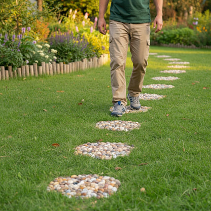 Qualdout River Rocks Stepping Stones Pavers Outdoor for Garden Walkway, Pebbles Polished Gravel for Yard Lawn Patio Pathway Landscaping, Set of 6 (Hexagon)