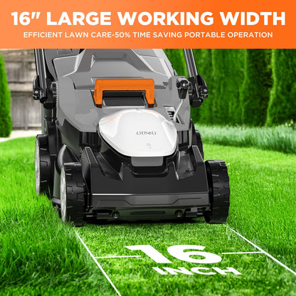Litheli 40V (2 x 20V) 16.6" Electric Lawn Mower Cordless, Walk Behind Lawn Mower with 6-Height Adjust, Portable & Lightweight Push Battery Powered Lawn Mower (2 * 4.0AH Batteries Included)