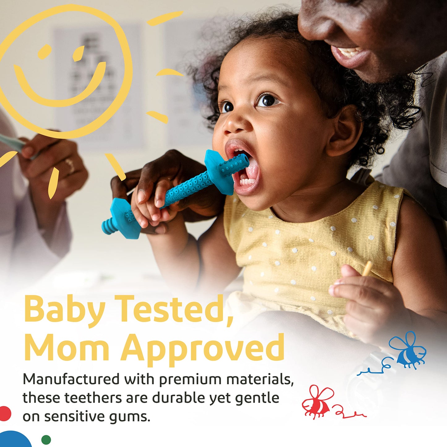 Lull Kids Silicone Baby Teethers 0-6 Months, Textured Baby Teething Toys 3-6 Months, Toddler Molar Teething Relief Sticks, Freezable Chew Straws for Babies 6-12 Month Girl Boy Infant (Winter)
