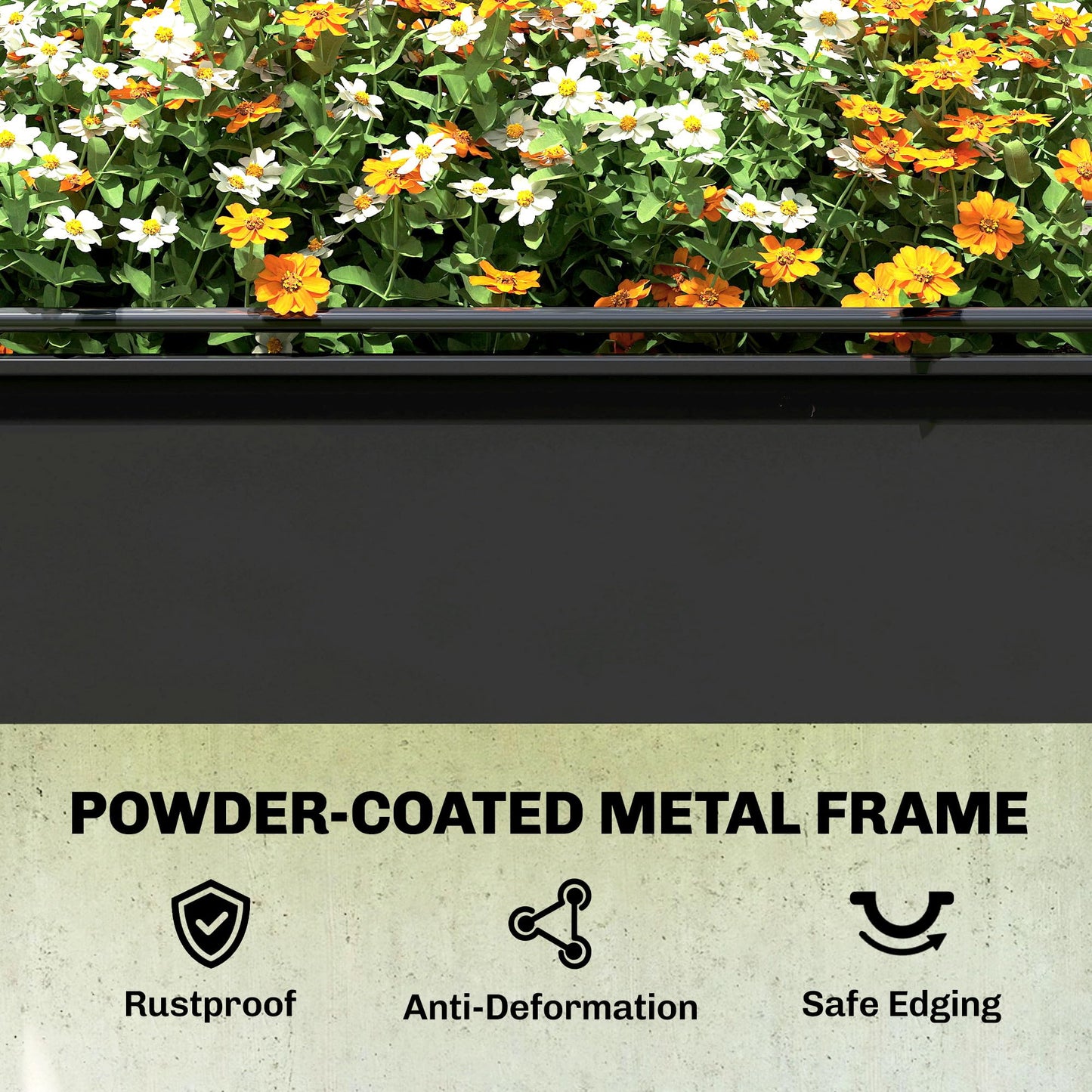 Outsunny Raised Garden Bed with Flip-Up Greenhouse Cover, Metal Elevated Garden Bed with Legs and Drainage Hole, Outdoor Raised Planter Box for Vegetables Herbs Flowers, 39.4" x 19.3" x 53.5", Black