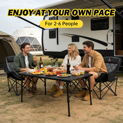 ARURU 50" Large Folding Camping Table with Adjustable Hight Legs for 2-6 People - Heavy Duty Foldable Camp Table with Roll-Up Aluminum Picnic Table, Portable Outdoor Table for Cooking,Beach,BBQ,Party