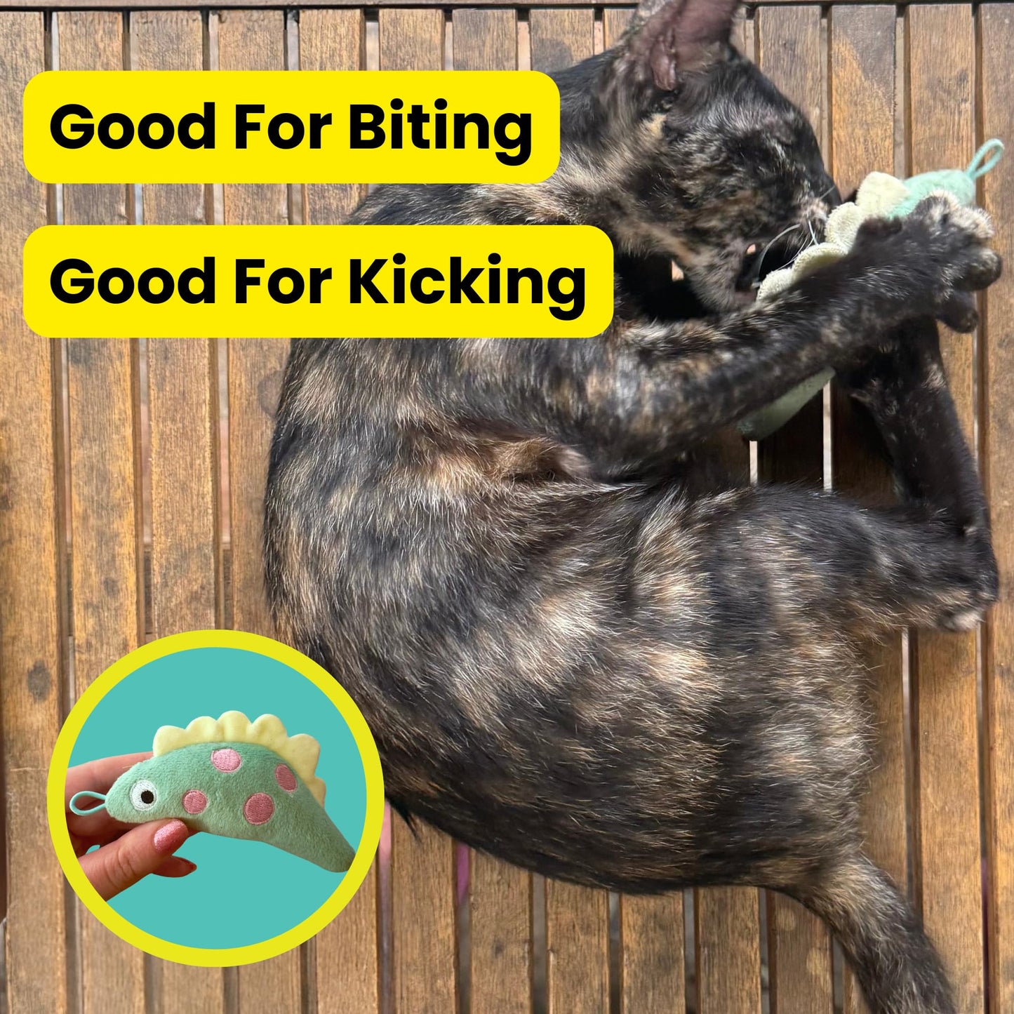 repounce Plush Dinosaur Catnip Cat Toy, Soft and Durable Crinkle Sound with Catnip Inside, Kicker Cat Toy, Cat Toys for Indoor Cats & Kittens, Lure and Attachment Toy with Loop for Cat Wand