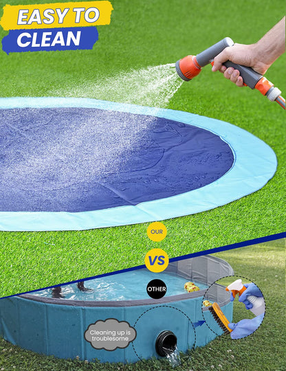 PETOCAT Splash Pad Non-Slip Dogs Cool Sprinkler Pool Extra Large Splash Pads for Kids Dog Baby Wading Pool Summer Outdoor Play Water Fun Toy Gift Easy to Use/Clean 87 inch