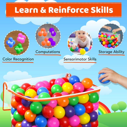 200 Ball Pit Balls for Toddlers with Storage Bag - 7 Bright Colors, Great Play Toys for Tents, Pools, and Party
