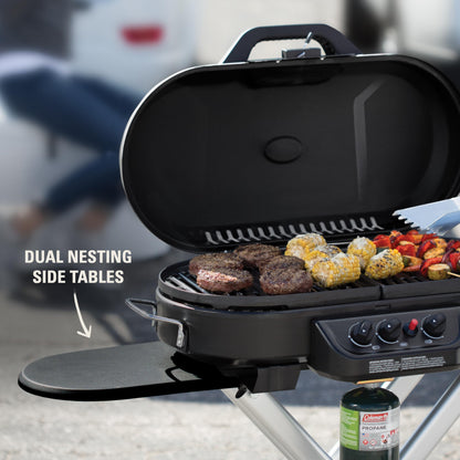 Coleman RoadTrip 285 Portable Stand-Up Propane Grill with 3 Adjustable Burners & Instastart Ignition, 20,000 BTUs of Power for Outdoor Cooking, Camping, Tailgating, Grilling, BBQs, & More