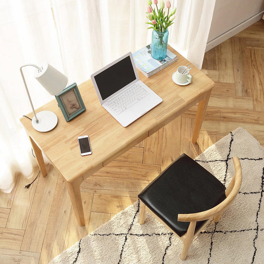 ODCVKRT Solid Wood Desk with Drawers, Small Computer Desk for Small Spaces, Gaming Study Home Office Desks for Work, Student PC Desk for Bedroom, Escritorios para Cuartos (Wood Color, 47inch)