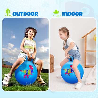 ZOOJOY Hopper Ball for Kids,18Inch Bouncy Ball with Handle - Blue Dinosaur Toys for 3-8 Years Old Boys Girls with Pump, Inflatable Toddler Bouncer Gifts for Indoor Outdoor Active Play