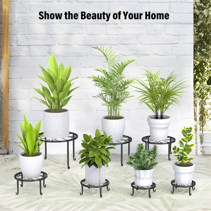 ORNQZ ANXI 7 Pack Metal Plant Stands, Anti-Rust Plant Holder Outdoor Flower Pot Stands, Indoor Plant Stands for Patio, Heavy Duty Plant Shelf Multiple Plant Display for Home, Garden