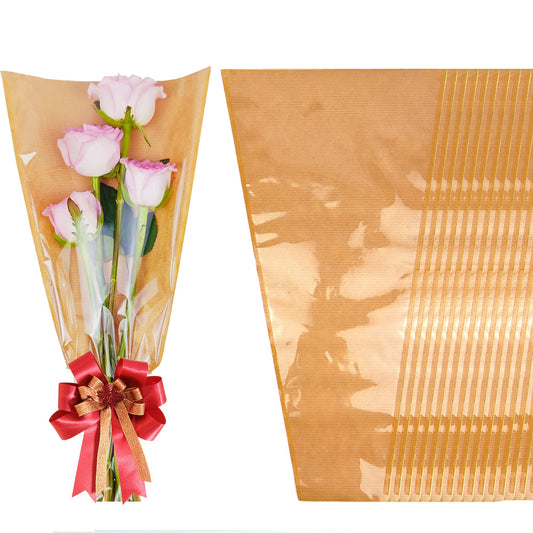 SELANTAG 50 Pack Flower Bags for Bouquets, Kraft Floral Wrapping Paper, Sleeves Perfect for Mother's Day, Wedding (9.8in x 18in x 3.9in)