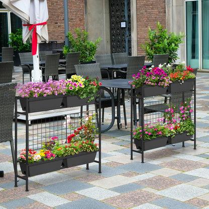 OYEAL Raised Garden Beds Outdoor with Legs 32" Tall Herb Garden Planters Box Raised Flower Beds for Gardening, Vertical Privacy Planter with Trellis for Patio, Porch, Backyard, Balcony, Grey