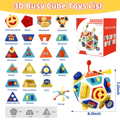 22-in-1 Baby Activity Cube,Montessori Sensory Toy Toddler 1-3, Kid Education Learning Activity Toys, Early Educational Birthday Gift for 1 2 Year Olds Boy Girl (Colorful)