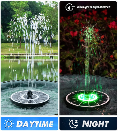 Yzert Solar Fountain Glass Panel with 2200 mah Battery, 3.5W Floating Solar Water Fountain with 4 Fixed Rods, Solar Pump for Bird Bath, Garden, Pond, Pool, Outdoor (White Panel Colorful Lights)