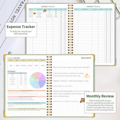 Budget Planner - Monthly Budget Book with Expense Tracker Notebook, Undated Bill Organizer & Finance Planner to Manage Your Money Effectively, Account Planner, For Personal, Small Business, and Household - Green