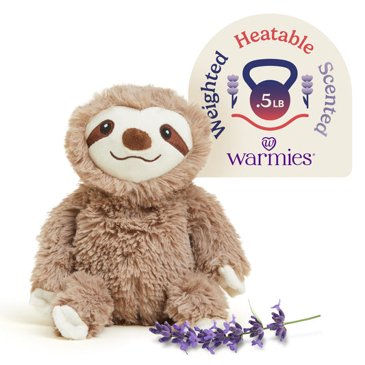 warmies Junior Microwavable & Weighted Stuffed Animals, Sloth - Heated Stuffed Animal Plushie for Warmth & Comfort - Cute Soft Plush Toys for Adults & Children (Boys, Girls, Babies & Toddlers)