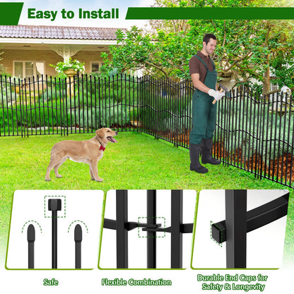 10 Panels No Dig Decorative Garden Fence with Gate - 40in H x 22.5ft L, Duty Square-Tall Heavy Duty Square Tube Animal Barrier, Rustproof Dog Fence for Outdoor Yard & Patio Protection