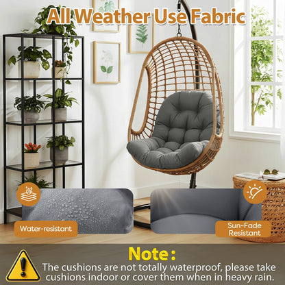 1 MIDDLE ONE Egg Chair Cushion, Indoor Outdoor Hanging Egg Chair Cushions Replacement, Memory Foam Patio Wicker Basket Swing Chair Cushion (Grey, 47 x 33 inch)