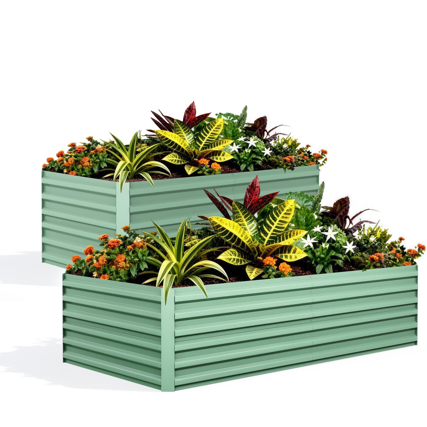GarveeLife 2pcs 6x3x2 ft Galvanized Raised Garden Bed, 24" Tall Metal Planter Box for Flowers Vegetables, Rust-Resistant Raised Garden Beds for Gardening, Easy Assembly Outdoor Garden Box & Planters