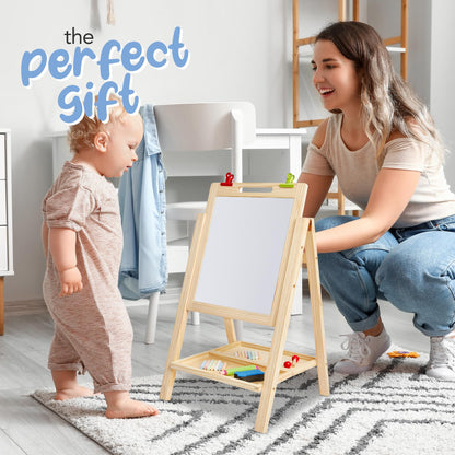 Kidaddle 2-in-1 Double Sided Kid's Easel, Tabletop Art Easel for Toddlers 2-4, Toddler Chalk Board for Children, Kid Art Easel, Arts Easel for Toddlers 2-4 Years, Painting Kit Kids