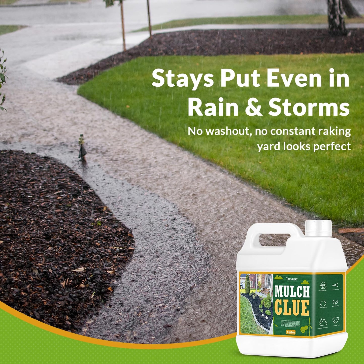 Teexpert Mulch Glue for Landscaping, 1 Gallon Rock Glue for Landscaping Gravel Binder Adhesive to Lock Down Pea Gravel, Stone, Rubber Mulch, Wood Chips, Pine Straw in Place for Outdoor Landscape