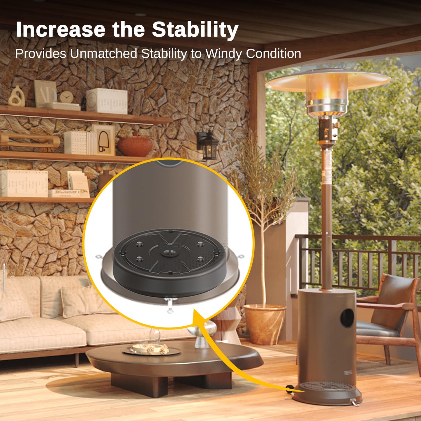 EAST OAK Patio Heater Sand Box/Water Box as Patio Heater Accessory, Maximum Capacity 26.45 lbs. Used to Increase the Stability of Umbrella Patio Heaters, Such as EAST OAK Patio Heater UR48BN1, Black
