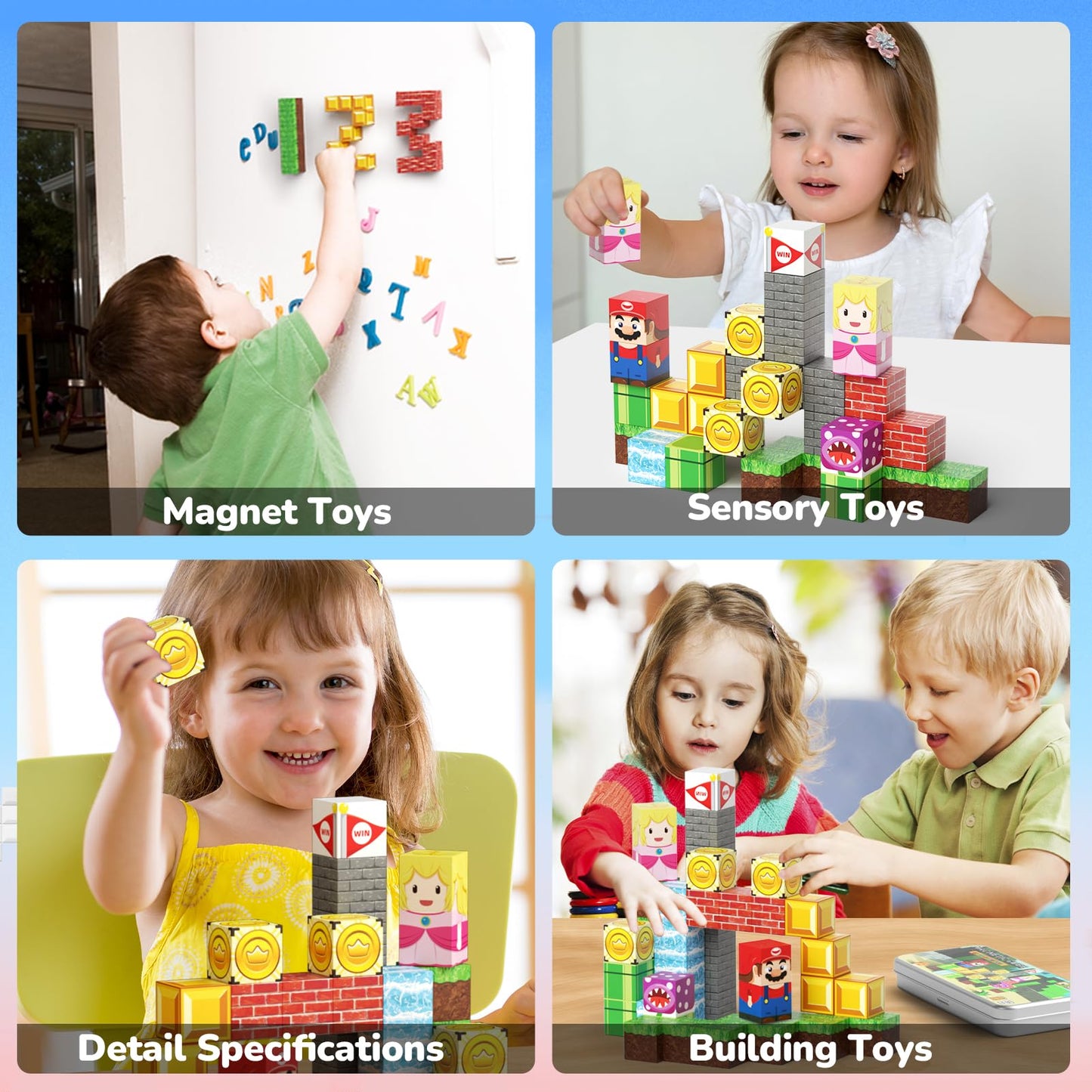 MEIQ Mini Magnetic Blocks STEM Toys for Kids Ages 3-8, 35PCS Travel Building Set with Magnetic Storage Tin Box, Educational Construction Toys for Toddlers, Preschool Birthday Gift for Boys & Girls