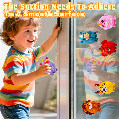 12PCS Animal Suction Pop Toys for Age 1 2 3 4 5 6, Airplane Car Travel Activities Essential, Birthday Gifts for Boys Girls Toddlers, Bath Toys for Toddler