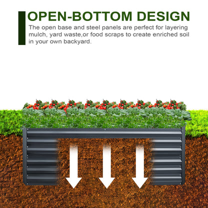 EDOSTORY Metal Raised Bed Garden Bed Kit, 8x4x2ft Tall Galvanized Planter Raised Garden Boxes Outdoor, Large Metal Raised Garden Beds for Flowers, Vegetables, Herbs