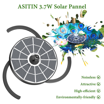AISITIN 3.7W Solar Bird Bath Fountain Pump, 7.1" Solar Powered Water Fountain Pump for Garden, Ponds, Pool, Fish Tank, Aquarium and Outdoor
