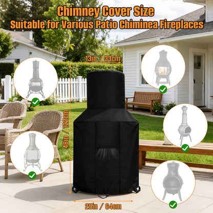 Patio Chiminea Cover - Durable, Weather-Proof Chiminea Fire Pit Cover, Heavy Duty 420D Oxford Water-Resistant chiminea outdoor fireplace Covers (48X25X13 inch)