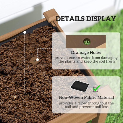 Outsunny Raised Garden Bed with PE Greenhouse Cover Outdoor Elevated Wood Planter Box for Herbs and Vegetables, Use for Patio, Backyard, Balcony, 48 x 22 x 46 inch, Brown