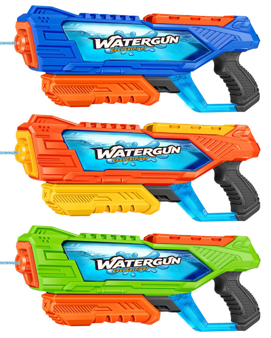 Quanquer 1000cc Water Guns for Kids Adults - 3 Pack Fast-Fill Super Squirt Blaster Soaker with 32 Feet Shooting Range Pump Action Summer Gift Outdoor Toys for Swimming Pool Beach Water Fighting