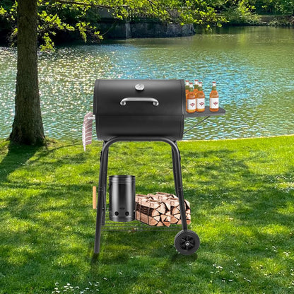Kendane Barrel Charcoal Grill, Large Charcoal Grills with Side Shelf, Outdoor BBQ Grill,Perfect for Backyard Camping, Patio Parties, and Picnics