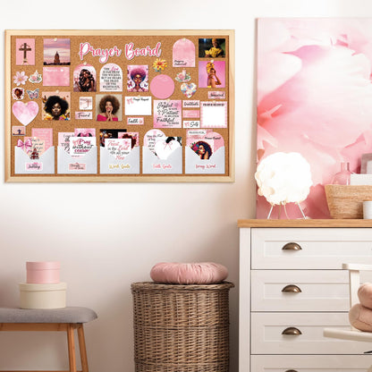 Black Women Prayer Board Kit - Vemfare 162 Pcs Prayer Board Stickers Supplies with Pins Envelope Bible Verse Quotes Cards, Pink Scrapbook Stickers, Bible Study Supplies for Women (Not Cork Board)