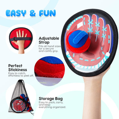 PlayZap Toss and Catch Ball Set Ultra Soft Fabric - Birthday Gift for Toddlers Kids Boys Girls 2-4 5-7 8-13+ Yrs - Baseball Glove Toy Indoor Outdoor Yard Game & Beach/Pool Toy Set 4 Pack