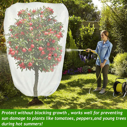 2Pcs 3.3 x 4.9Ft Garden Plant Shade Cover with Zipper Drawstring Non-Woven Sun Protection Plant Cover White Light Refraction Sunshade Cloth Netting for Small Plants, Potted Flowers Fruit Tree