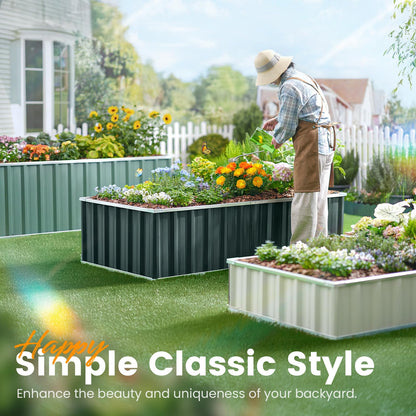 KING BIRD 68" x 36" x 34.6" Raised Garden Bed with Garden Anti-Bird Protection Netting Structure Galvanized Steel Metal Planter Kit Box with 2 Pairs of Gloves Dark Grey