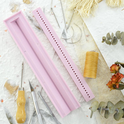 UPTTHOW Signature Punching Tools for Bookbinding Supplies with an Awl and Cradle for Starter, Plastic Easy Scrapbooking Kits for DIY Crafts, Notebook, Journals, Planners, Pink