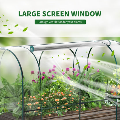 Galvanized Raised Garden Bed for Gardening Vegetables with Cover, 82.7"x43.3"x47.2" Outdoor Metal Planter Box Kit with Roll-Up Large Screen Windows Mini Greenhouse for Growing Vegetables Flower