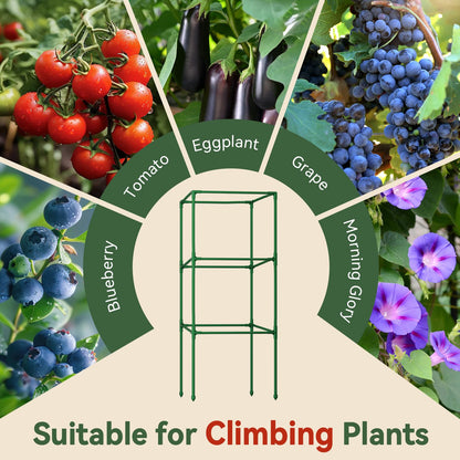 Halatool 2 Pack 60in Square Tomato Cages for Garden, Heavy Duty Adjustable Metal Tomato Trellis for Climbing Plants – Green Plant Support Stakes for Vegetables Flowers Fruits & Raised Bed Outdoor