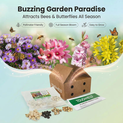 Amazing Deal-Complete Spring & Summer 100 Bulbs Blooming Bee & Butterfly Garden Collection-Beautiful Flowers that Attract Bees, Butterflies, Hummingbirds & Other Pollinators-Easy to Grow 1000's Sold
