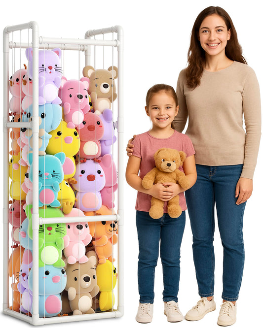 Zoxkoy Stuffed Animal Zoo for Bedroom - Holds 150+ Plushies | 45lb Load Heavy Duty Toy Storage | 10-Min Tool-Free Setup - 95% Space Saved Organizer for Nursery Playroom - Say Goodbye to Floor Mess