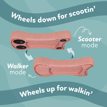 Nuby Boogie Buggy 3-in-1 Scooter for Kids - Walker, Scooter & Caster Board - Indoor & Outdoor Ride-On Toy for Ages 12+ Months - Pink