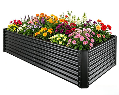 Tegarbed Galvanized Raised Garden Bed Kit Outdoor Patio,6x3x2ft Large Rectangular Metal Planter Boxes,Deep Root Box Planter for Gardening, Vegetables, Flowers, Herbs, 1 Pack, Black