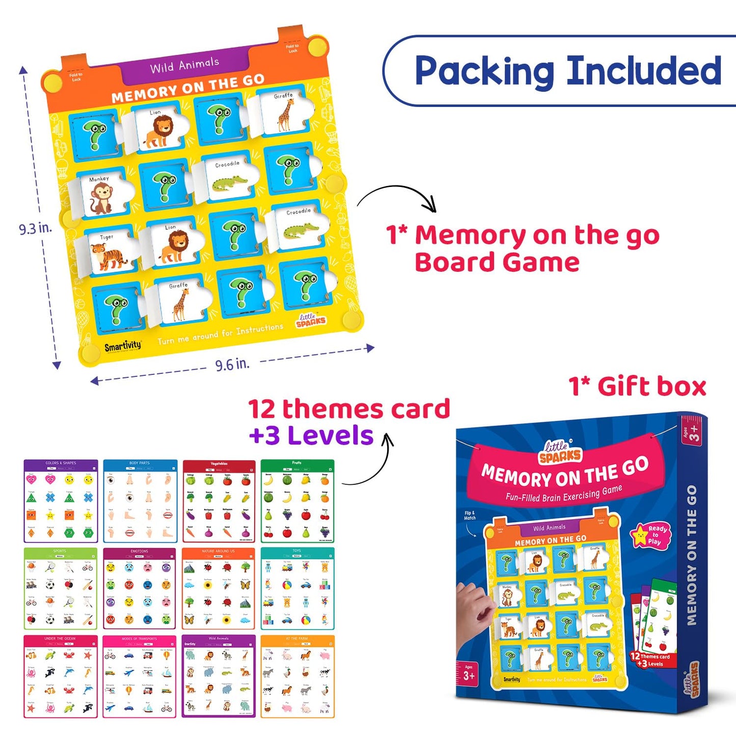Smartivity Memory Game for Kids Ages 3+ Years | Fun Matching Game - 12 Theme Cards & 3 Level Challenges I Birthday Gift for Boys & Girls I Preschool Learning Toy for 3,4,5,6 Years Age