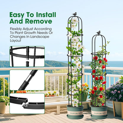 6.2ft Garden Obelisk Trellis for Climbing Plants Rustproof Metal Pipe with Heavy Duty Plastic Coated Garden Outdoor Indoor Potted Plant Support for Clematis Vine Jasmine Support
