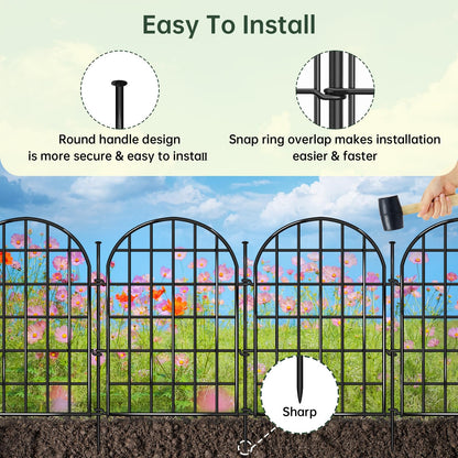 32.5 ft(L) x 22 in(H) Garden Fence, 30 Panels Arched No Dig Fence, Decorative Animal Barrier Fencing with Ground Stake, Rustproof Metal Garden Edging Border for Dog, Rabbit, Outdoor Yard Patio Decor